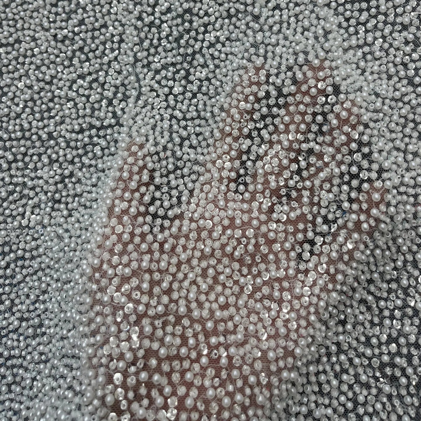 High-Density Pearl Beads Sequins Embroidery Wedding Dress Lace Fabrics Women's Clothing Accessories