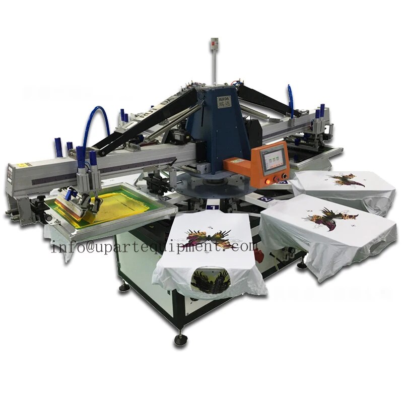 Automatic 4 Color 10 Stations Texitile Silkscreen Printing Machine For Sale