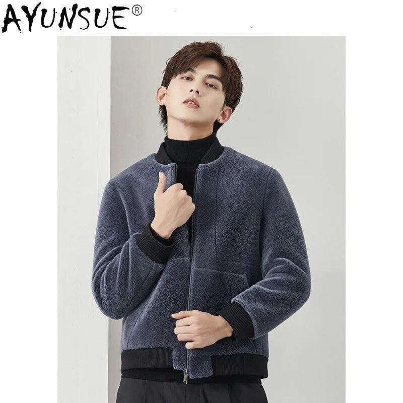 New Winter Jacket Men Clothing 2020 Korean Style Warm Baseball Casual Real Wool Fur Coat Male Chaquetas Hombre LXR871