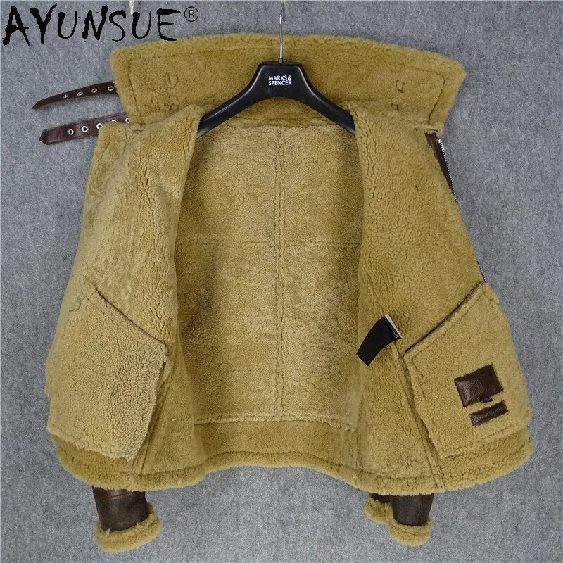 Men Clothing Sheepskin Genuine Leather Jacket Mens Coat Thick Men's Retro Classic Clothes Male Jaqueta LXR507