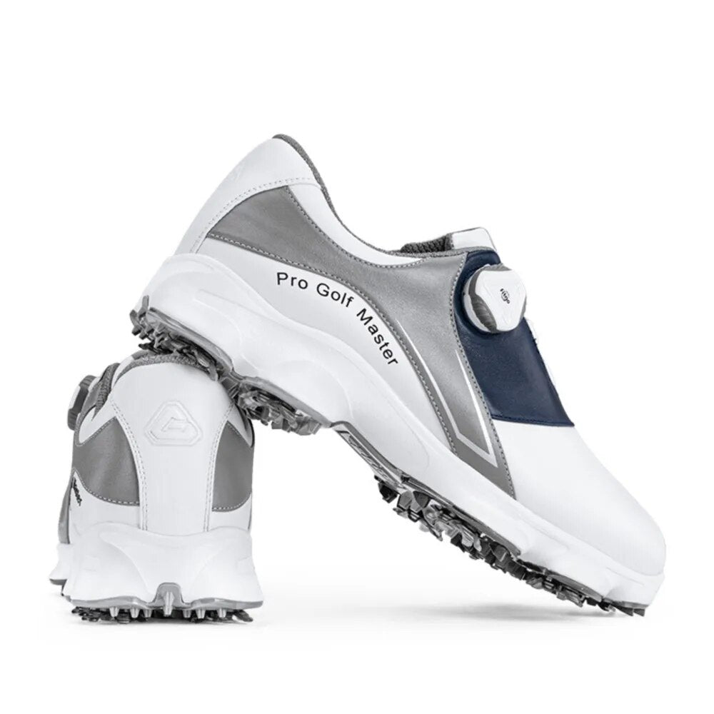 PGM Men Genuine Cow Leather Golf Shoes Movable Spike Antiskid Waterproof Breathable Swivel Laces Casual Sneakers Cowhide Shoe
