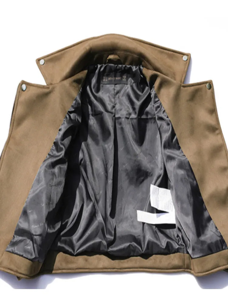 2023 Women Autumn Winter Thick Fake Suede Faux Leather Jackets Sashes Lady Matte Motorcycle Coats Biker Zipper Pocket Streetwear - KAISERINC