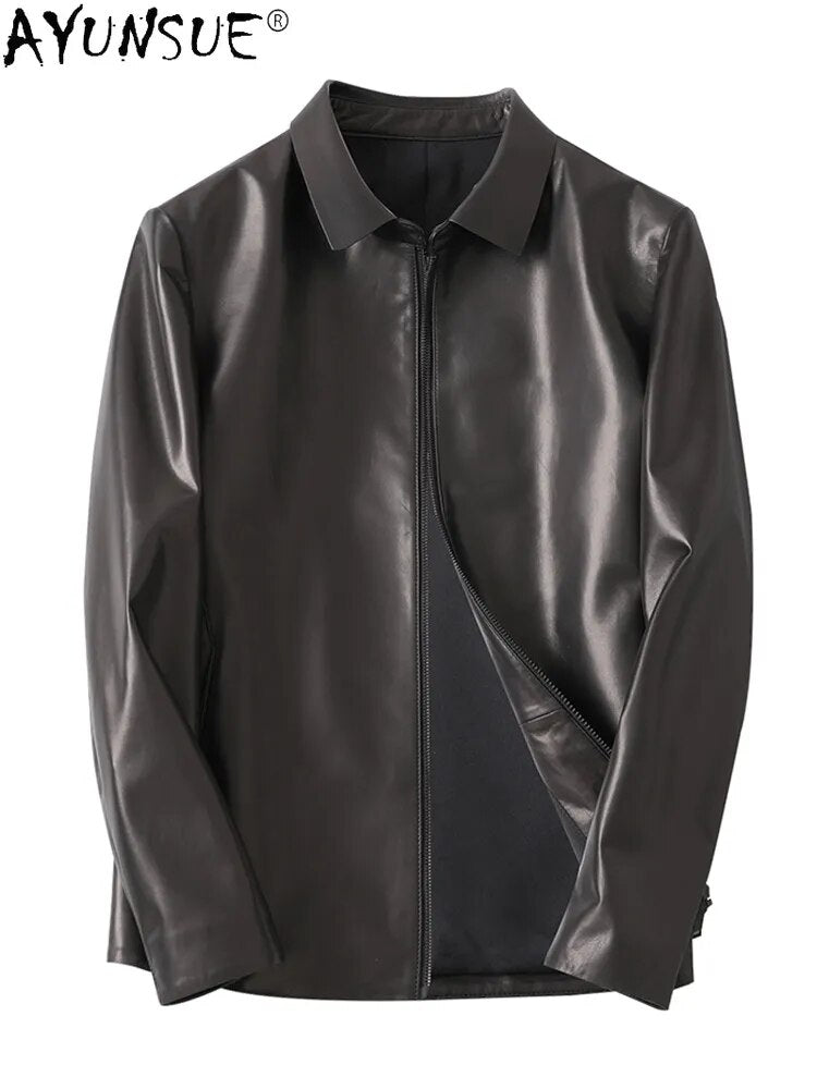 Men Jacket Sheepskin Genuine Leather Jackets Men's Clothes 5XL Casual Mens Clothing Luxury Coat Male Hommes Veste LXR477