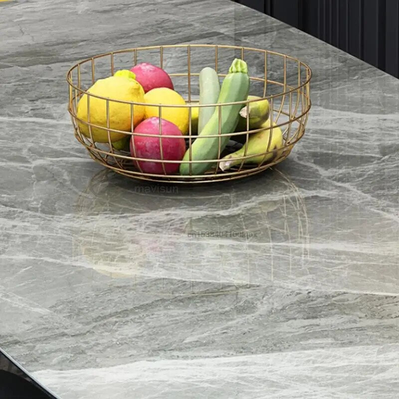 New Italian Style Luxury Dining Room Furniture Modern Creative Rectangular Marble Dining Table Dining Set 4 Chairs With Table