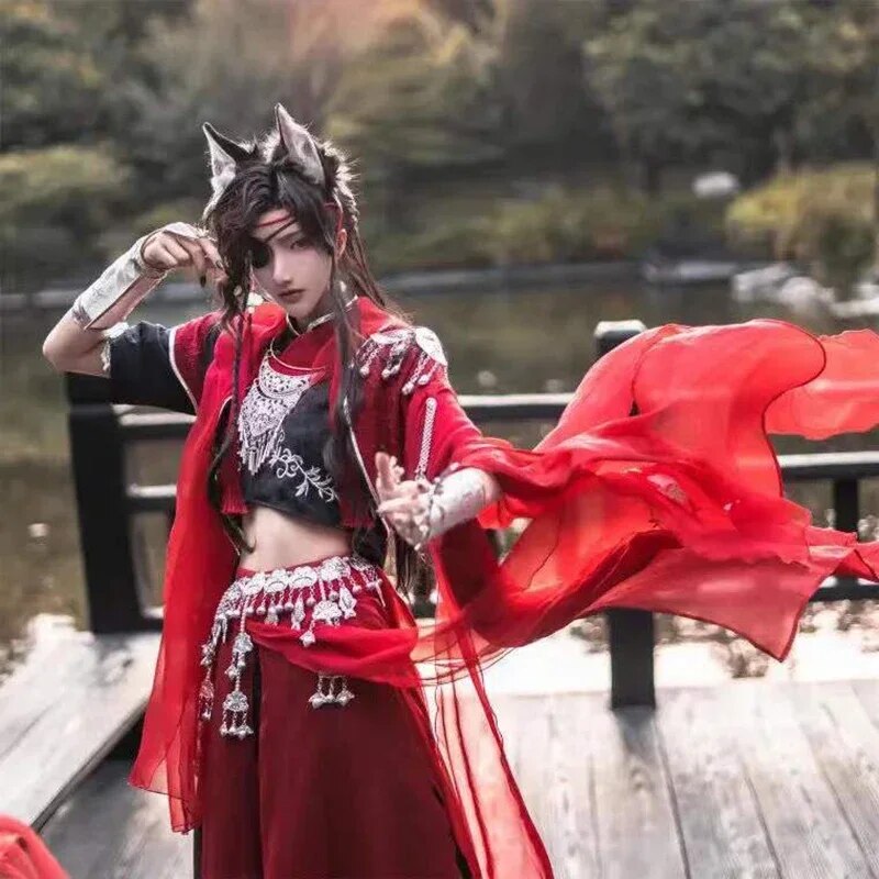 Tian Guan Ci Fu Hua Cheng Cosplay Costume Red Chinese Antique Costume Han Fu Suit Halloween Uniform