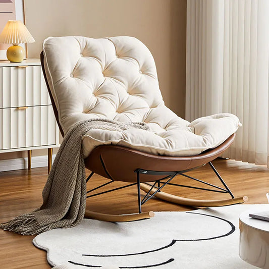 Rocking Accent Elastic Recliner Sofa Fabric Stretch Relaxing Reading Living Room Chair Nordic Comfy Chaise Lounges Furniture