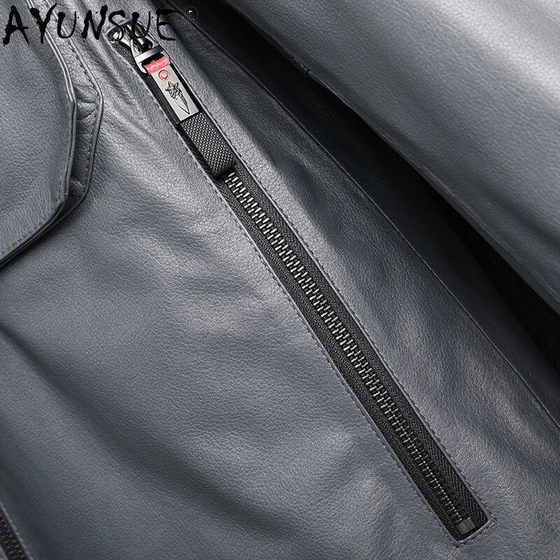 Men's Hooded Genuine Cowhide Leather Jacket Men Clothing Man Parka Winter Coat Male Autumn Clothes Ropa Hombre LXR1021