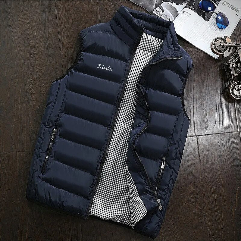 Autumn Winter Golf Jacket Vest for Men Down Cotton Windproof Warm Golf Wear Hooded Waistcoat Men's Fashion Loose Jacket Coats - KAISERINC