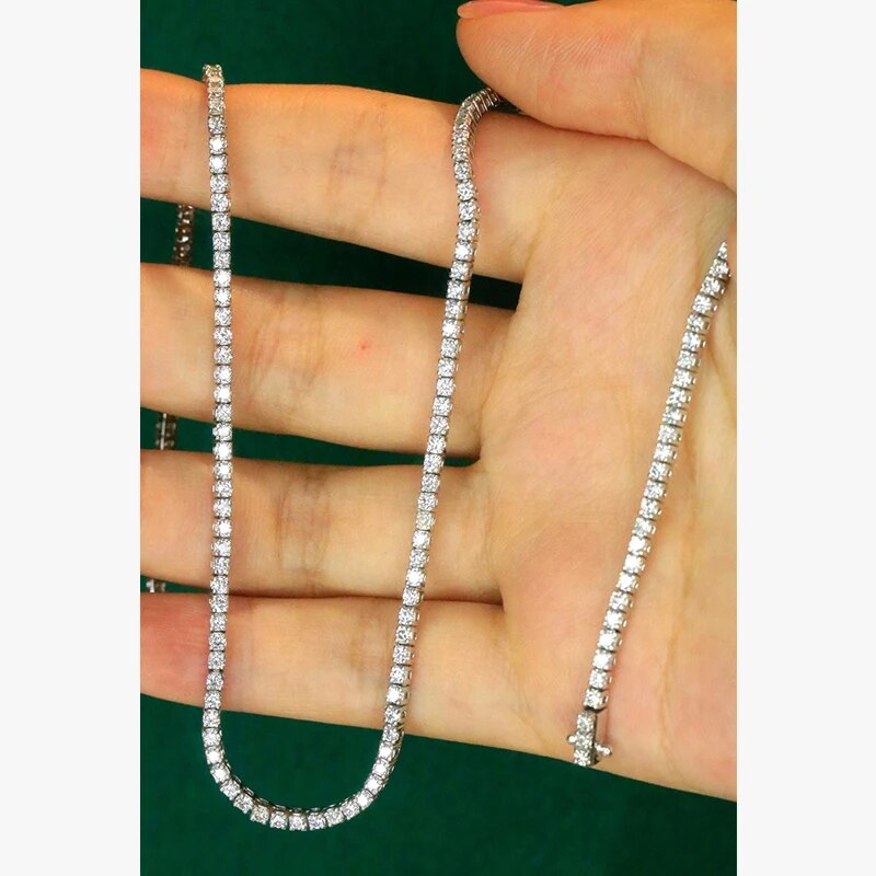 Aazuo Fine jewerly 18K Gold Real Diamonds 5.2ct H SI Luxury Classic Tennis Necklace Gife For Woman Senior Party Charm Jewelry