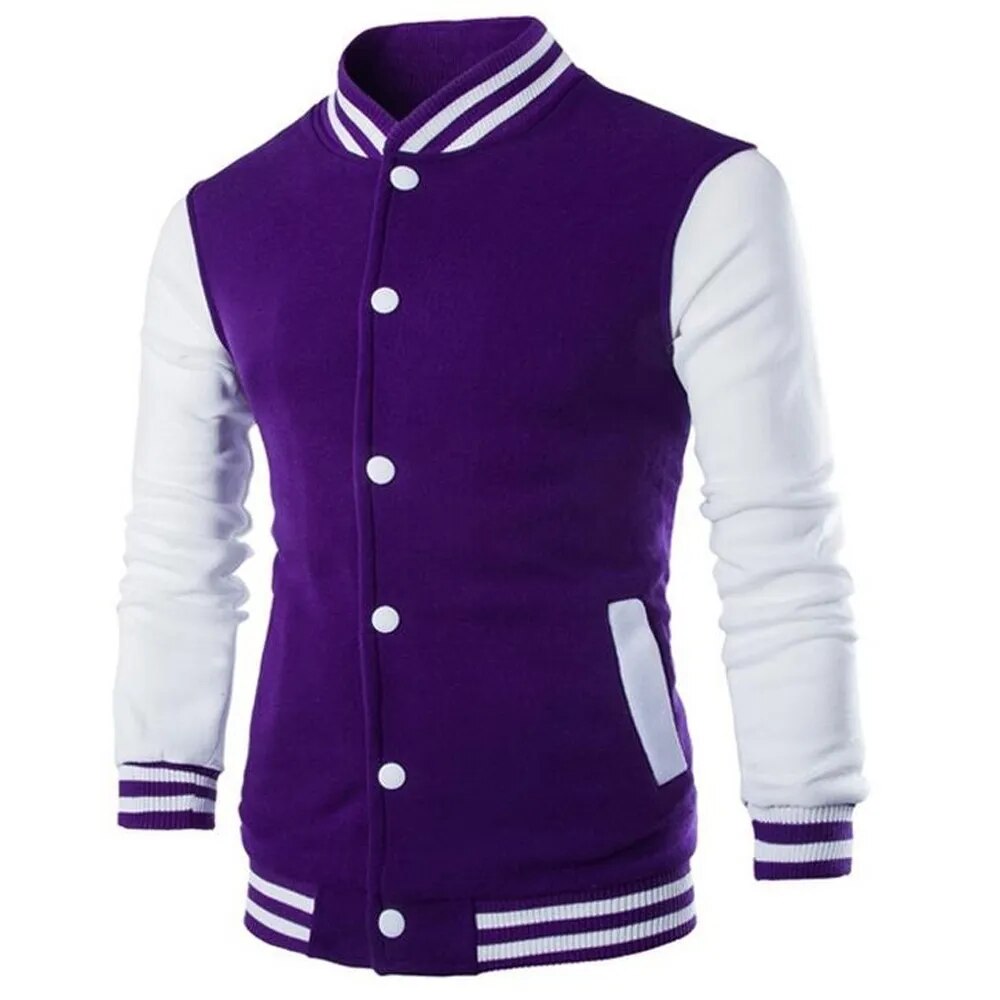 Spring Autumn Men's Pilot Bomber Couple Baseball Jacket University Varsity Solid Color Casual Korean Clothes - KAISERINC
