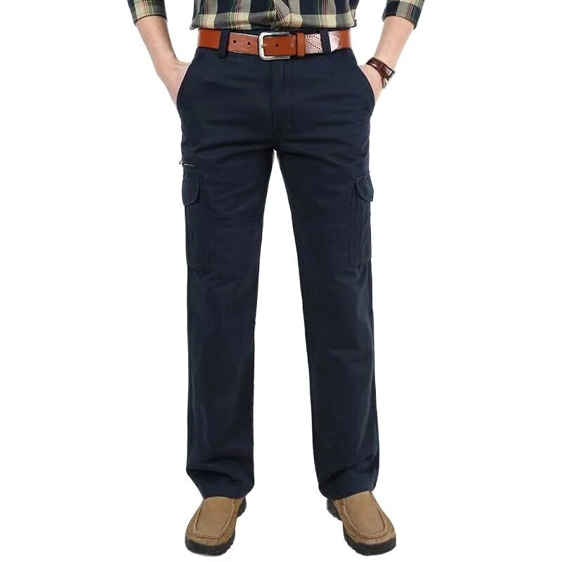 Fashion Cargo Pants Multi Pocket Straight Loose Baggy Men Casual Trousers Cotton Military Tactical Hip Hop Harem Joggers