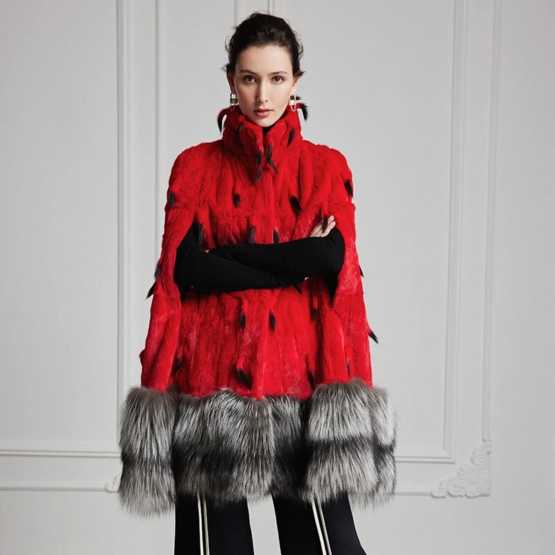 Women's Fur Coat 2223 Trend Natural Fur Long Mink Red Fashion Outerwear Jackets Trench Coats New In Outdoor Clothes Clothing
