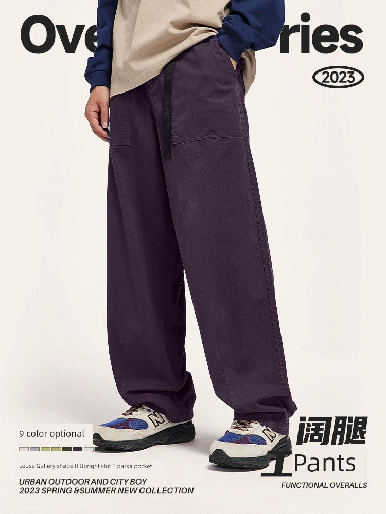 Autumn Japanese Loose Cargo Wide Leg Trousers Student Male and Female Hip Hop Hiphop Skateboard Dancing Solid Color Casual Pants