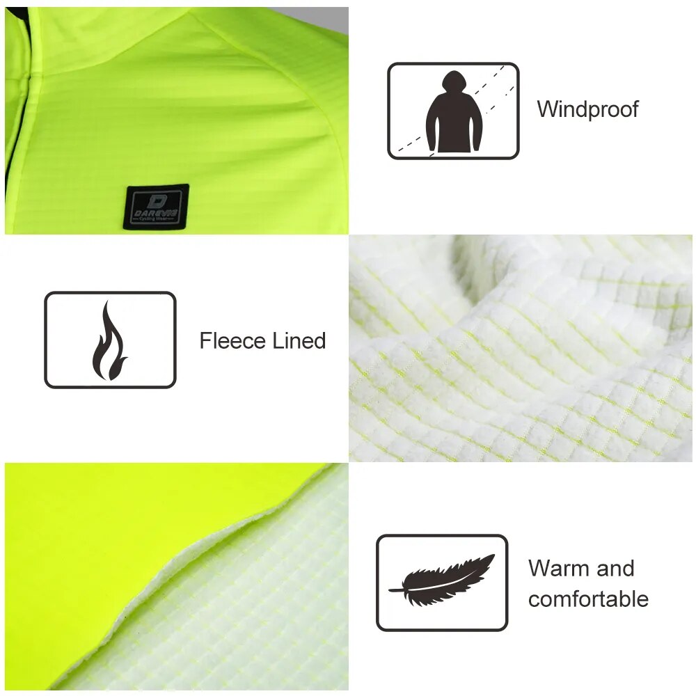 DAREVIE Cycling Jacket Men Winter Thermal Fleece Cycling Jacket Men Women Warm Up Windproof-5~10℃ Hot Windproof Bike Jacket - KAISERINC