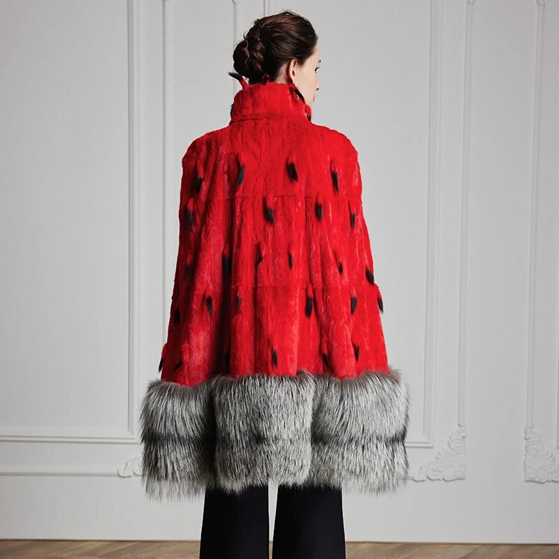 Women's Fur Coat 2223 Trend Natural Fur Long Mink Red Fashion Outerwear Jackets Trench Coats New In Outdoor Clothes Clothing