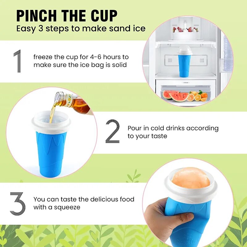 Frozen Squeeze Slushy Cup Quick-frozen Smoothies Sand Cup Ice Cream Pussy Hail Bucket Bottle Manual Shake Slushy Maker Mug