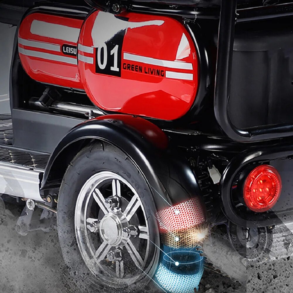 Four Wheeled Electric Car 48V/60V Center Differential Motor Spring Damping Drum Brake Led Dual Light Illumination