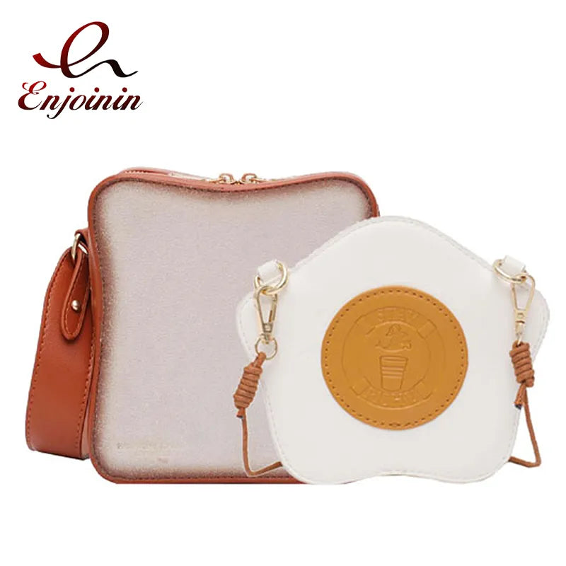 Fun Toast Design Crossbody Bag Pu Leather Fashion Women Purses and Handbags Girl's  Shoulder Bag Female Clutch Bag 2021 New