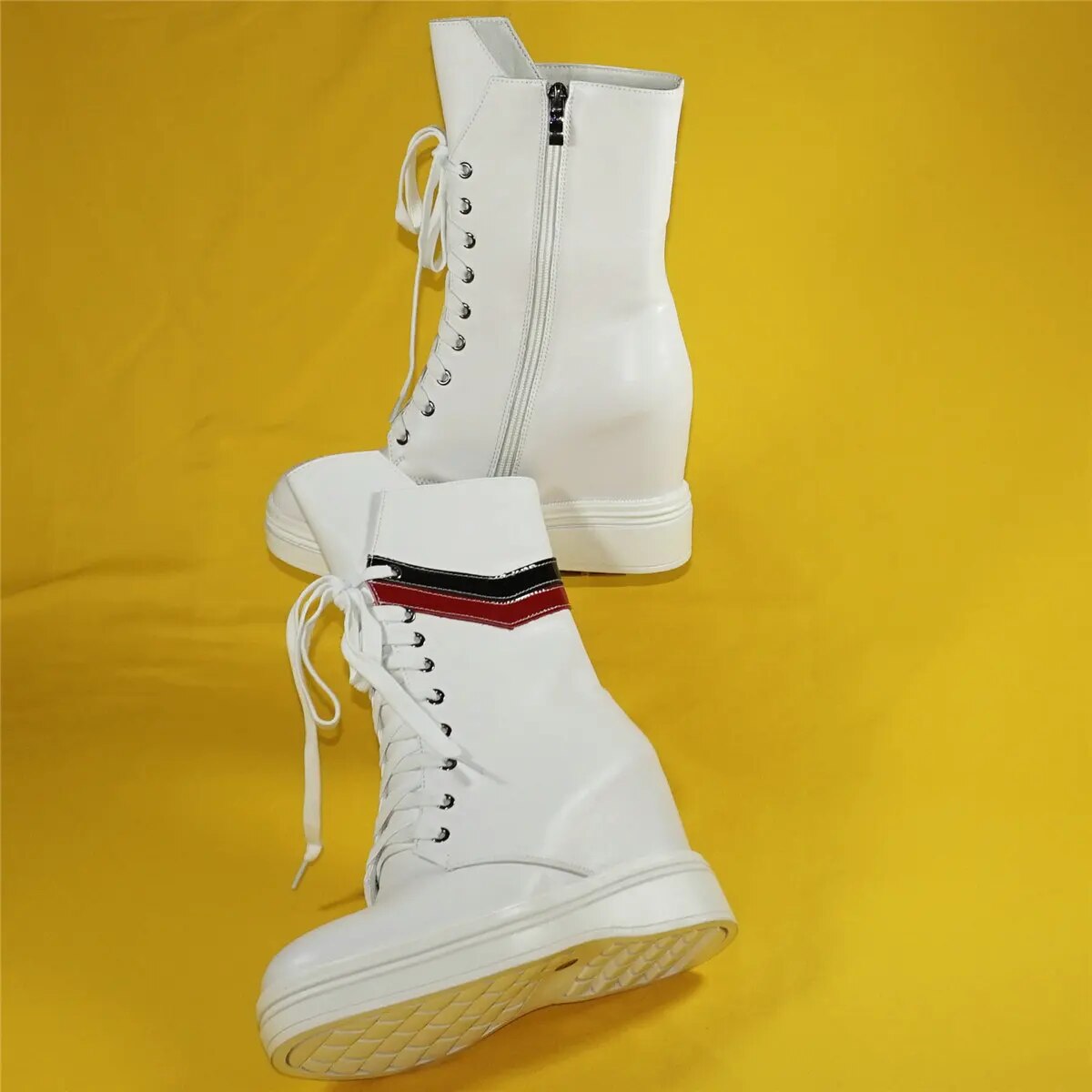 2023 Winter Fashion Sneakers Women Lace Up Genuine Leather High Heel Military Boots Female Round Toe Platform Pumps Casual Shoes