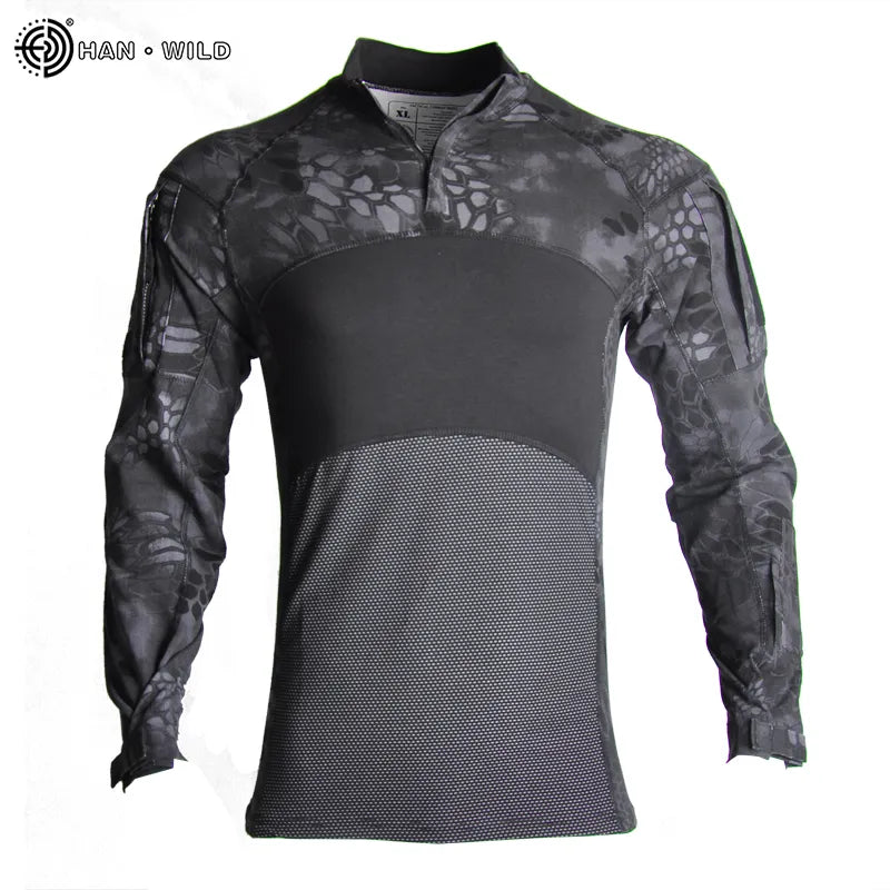 HAN WILD Men's Outdoor Hunting Tactical Shirts Air Soft Combat Tee Shirts Breathable Army Military Shirts Gray Hunting T-shirt