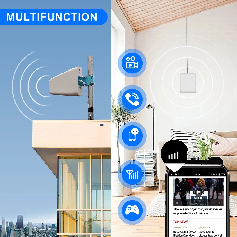 Lintratek 2g 3g 4g Cellular Signal Booster GSM 900 1800 2100 GSM WCDMA UMTS LTE Cellular Repeater Band3 Mobile Phone Amplifier