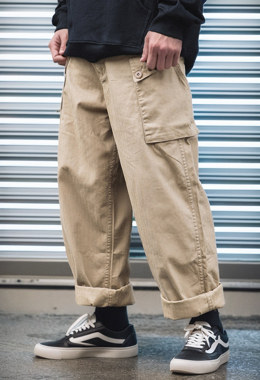 Dyzz Multi-Pocket Khaki Mountain Casual Working Pants
