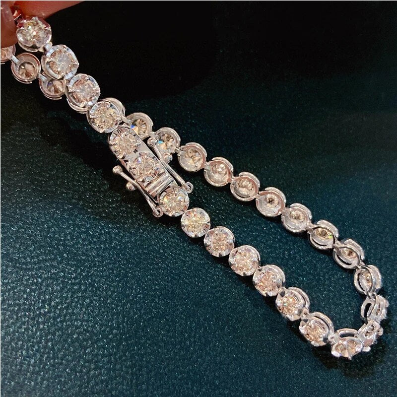 Aazuo Fine Jewelry Real 18K White Gold Natrual Diamond 5.0ct Classic Tennis Bracelets For Woman Upscale Trendy  Engagement Party