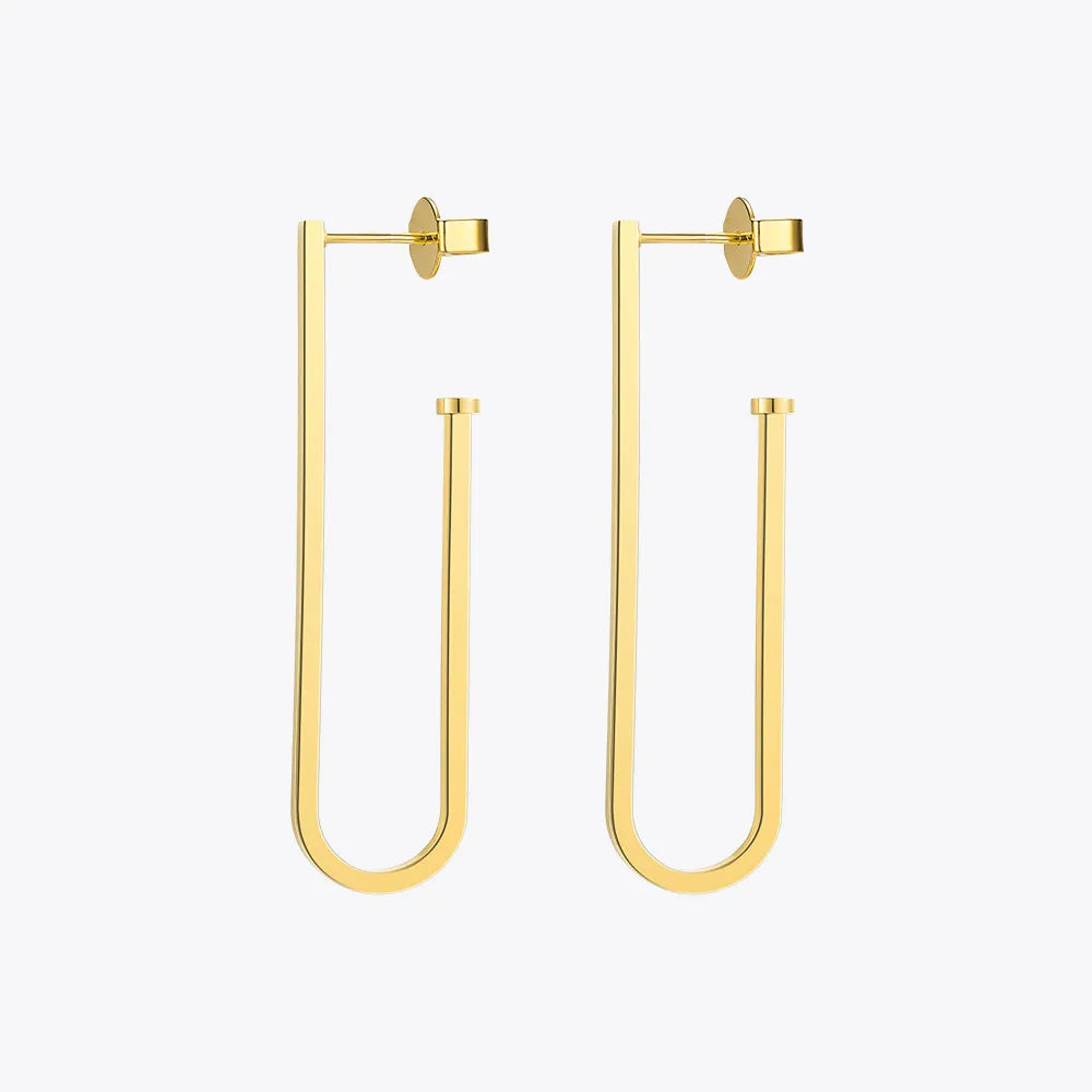 Enfashion Jewelry Geometric Big Clips Earrings Gold color Stainless steel Long Drop Earrings For Women Earings EB171028