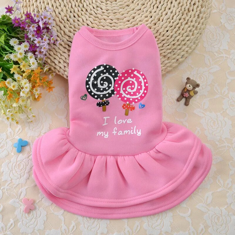 Autumn Winter Pet Dresses Christmas Wool Princess Skirt Harness Traction Cord Small Dog Coat Holiday Clothes Yorkie Poodle Puppy - KAISERINC