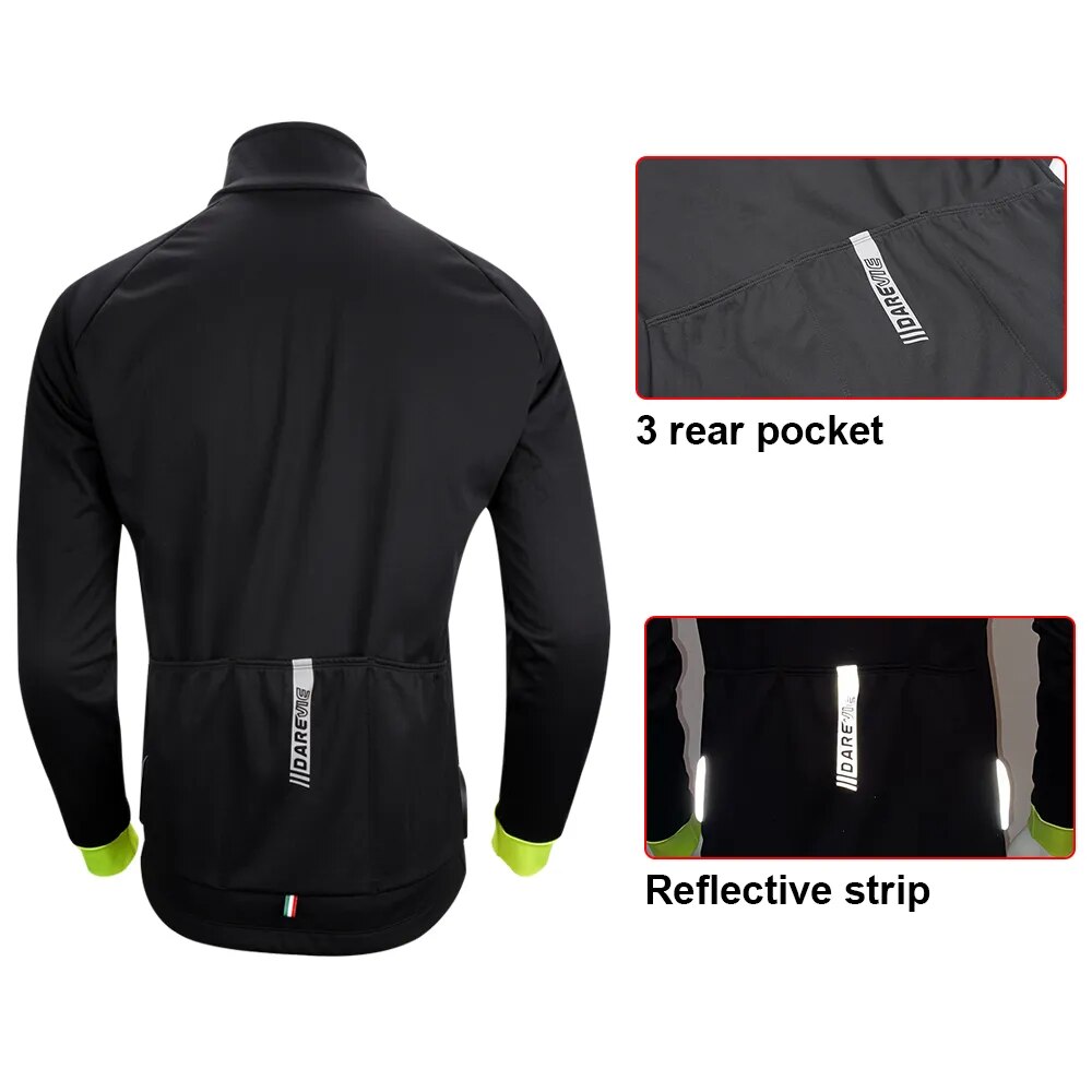 DAREVIE Cycling Jacket Men Winter Thermal Fleece Cycling Jacket Men Women Warm Up Windproof-5~10℃ Hot Windproof Bike Jacket - KAISERINC
