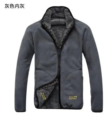 Outdoor cold resistance on both sides polar fleece pullover men's thickening and wool cardigan coat Jackets - KAISERINC