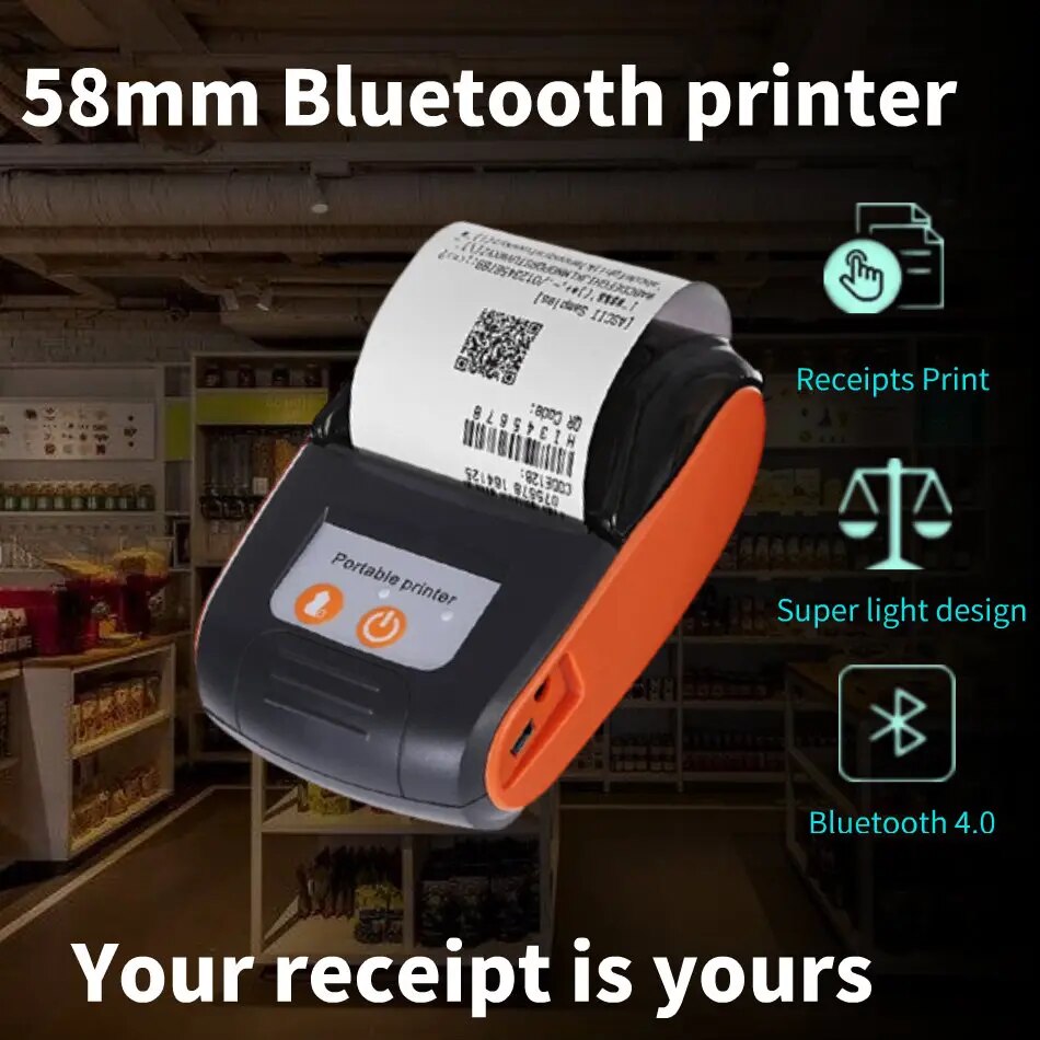 Portable Mini Printer 58mm Bluetooth Thermal Receipts Printers PT210 Mobile Phone PC Pocket Bill Makers Printer Impresora