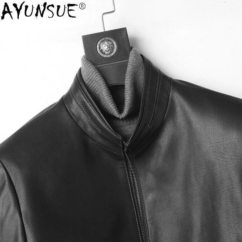 Autumn Coat Male Men's Genuine Cowhide Leather Jacket Men Clothing 2024 New Stand Up Collar Clothes Hommes Veste LXR960