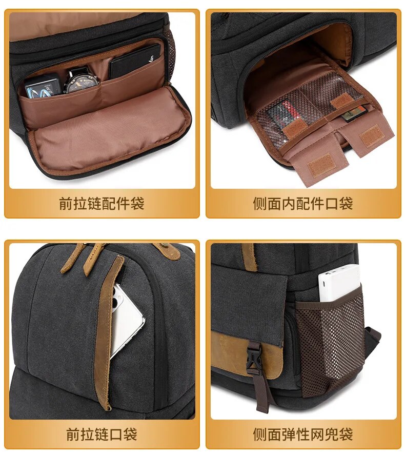 Small Canvas Shoulder Photography Backpack Camera Backpack Professional Multi-function DSLR Drone Laptop Bag