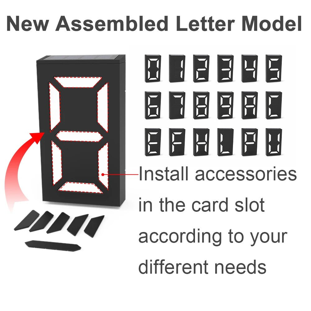 House Number Outdoor Address Sign Solar Led Light Outdoor Exterior House Number House Door Number Doorplate Digital Flat Number
