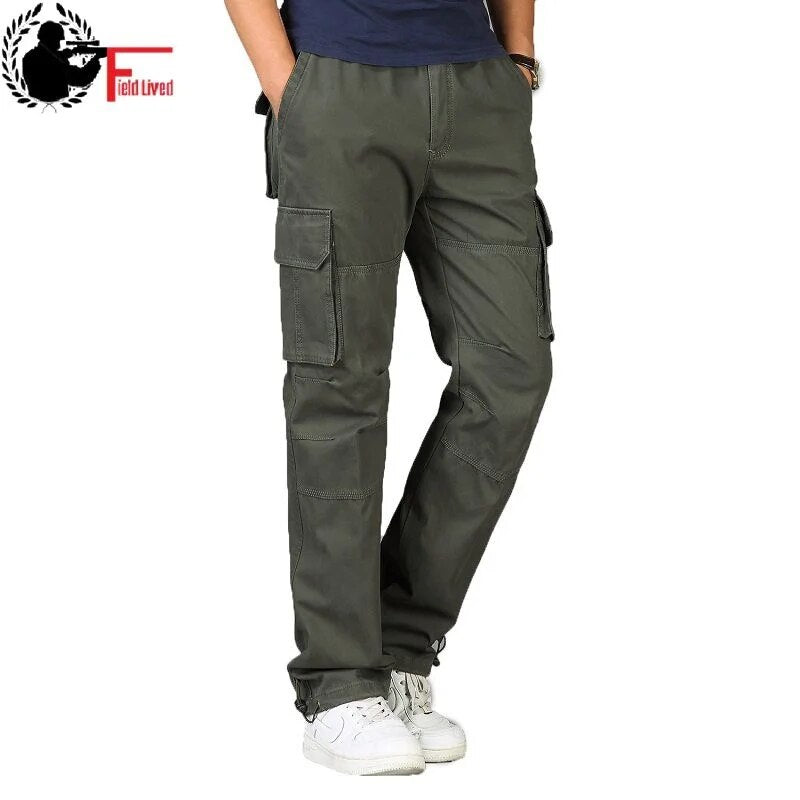 Military Pants Men's Big Tall Large Size Plus Oversized Trouser Elastic Waist Multi Pocket Cargo Male Loose Jogger 6XL 5XL