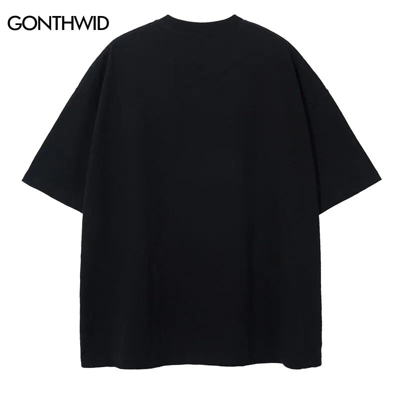Streetwear T-Shirts Hip Hop Graphic Print Punk Rock Gothic Cotton Tshirt Harajuku Fashion Casual Loose Short Sleeve Tee Shirts