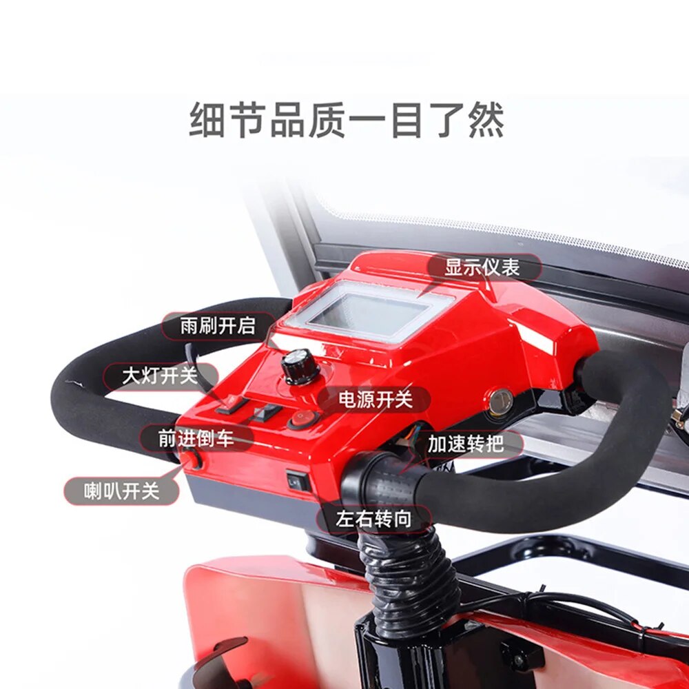 Four Wheeled Electric Car 48V/60V Center Differential Motor Spring Damping Drum Brake Led Dual Light Illumination