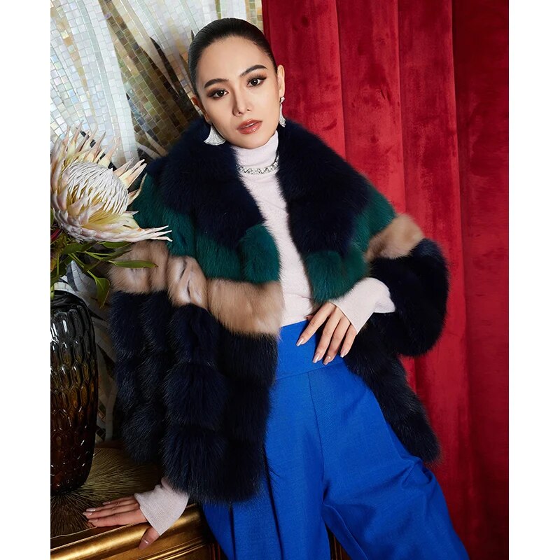 Women's Fur Coat 2223 Trend Natural Fur Short Mink Rainbow Fashion Outerwear Jackets Trench Coats New Outdoor Clothes Clothing
