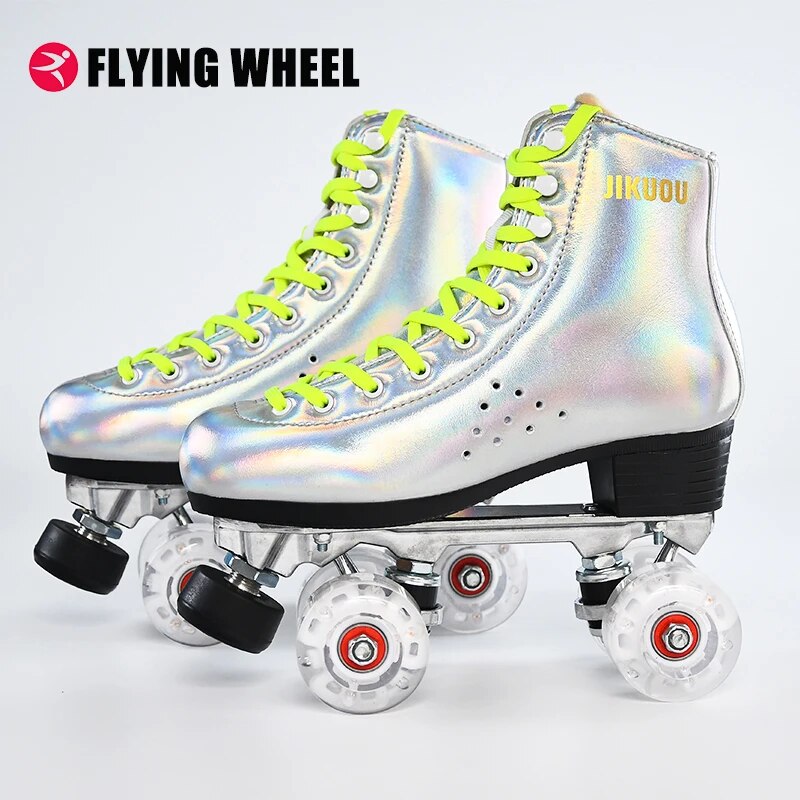 Dazzling Wind Flash Roller Skate Shoes Ice Rink Skate 4 Wheels Sneakers Six Lights Illuminated Wheels With Large Speed Pulley