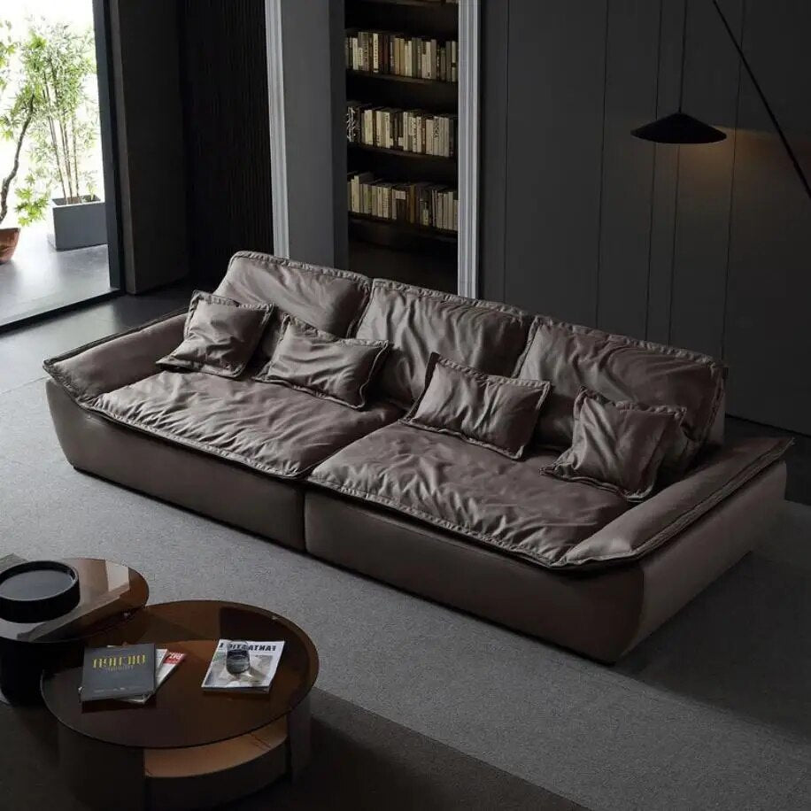 Light Iuxury In-line Sofa Living Room Size Apartment Three-bit Minimalist Wabi-sabi Cream Wind Sailing Combination