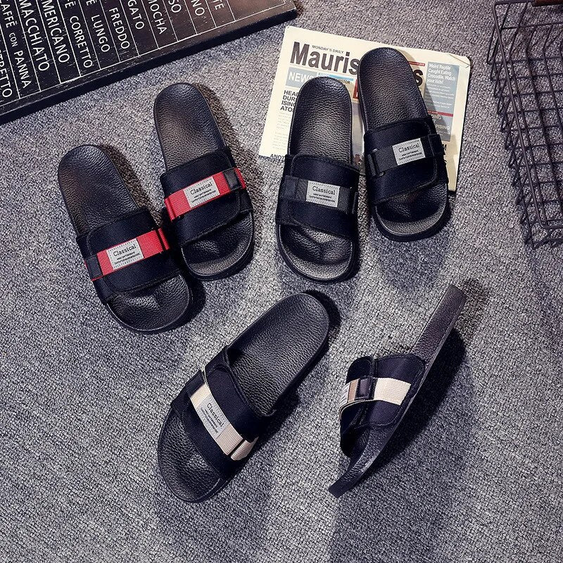 Q134 Internet celebrity slippers men's summer outdoor all-match youth soft bottom personality outer wear ins trend Korean casual