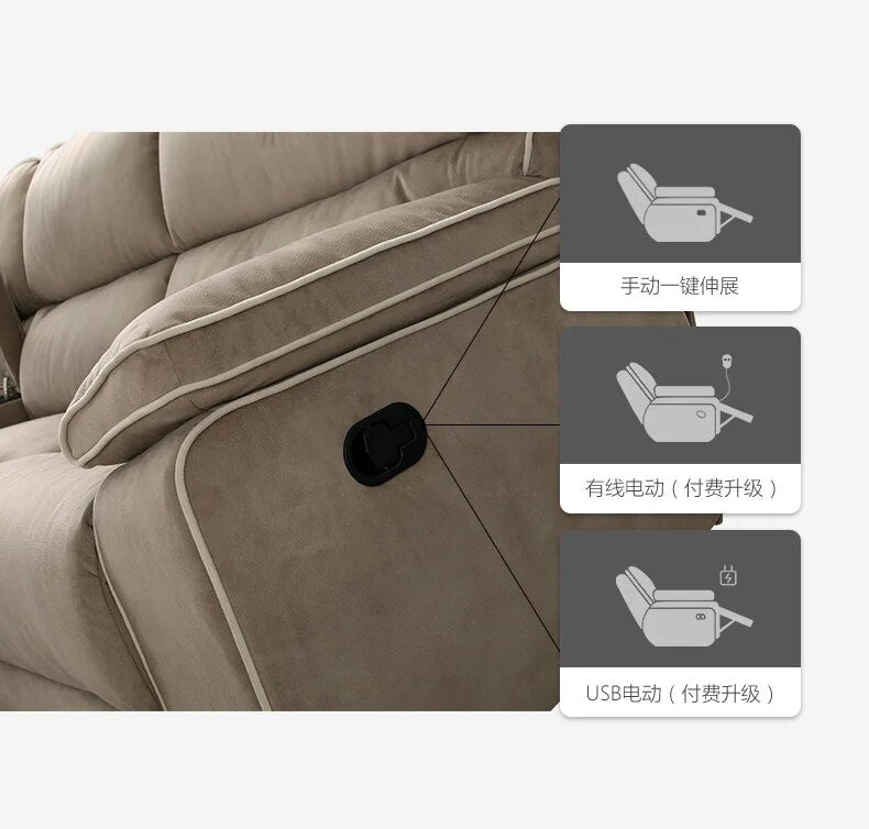MANBAS Manual / Electric Recliner Fabric Sofa Set for Living Room Furniture L Shape Cloth Couch Muebles De Sala Canape Sofa Cama