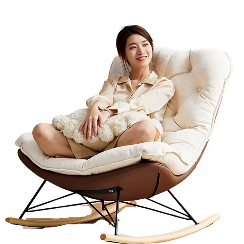 Rocking Accent Elastic Recliner Sofa Fabric Stretch Relaxing Reading Living Room Chair Nordic Comfy Chaise Lounges Furniture
