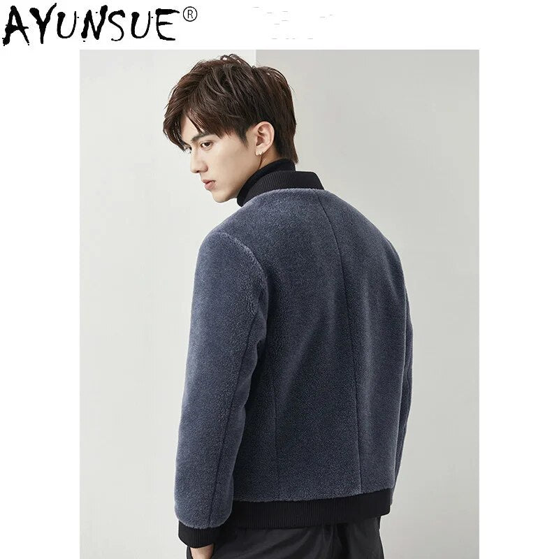 New Winter Jacket Men Clothing 2020 Korean Style Warm Baseball Casual Real Wool Fur Coat Male Chaquetas Hombre LXR871
