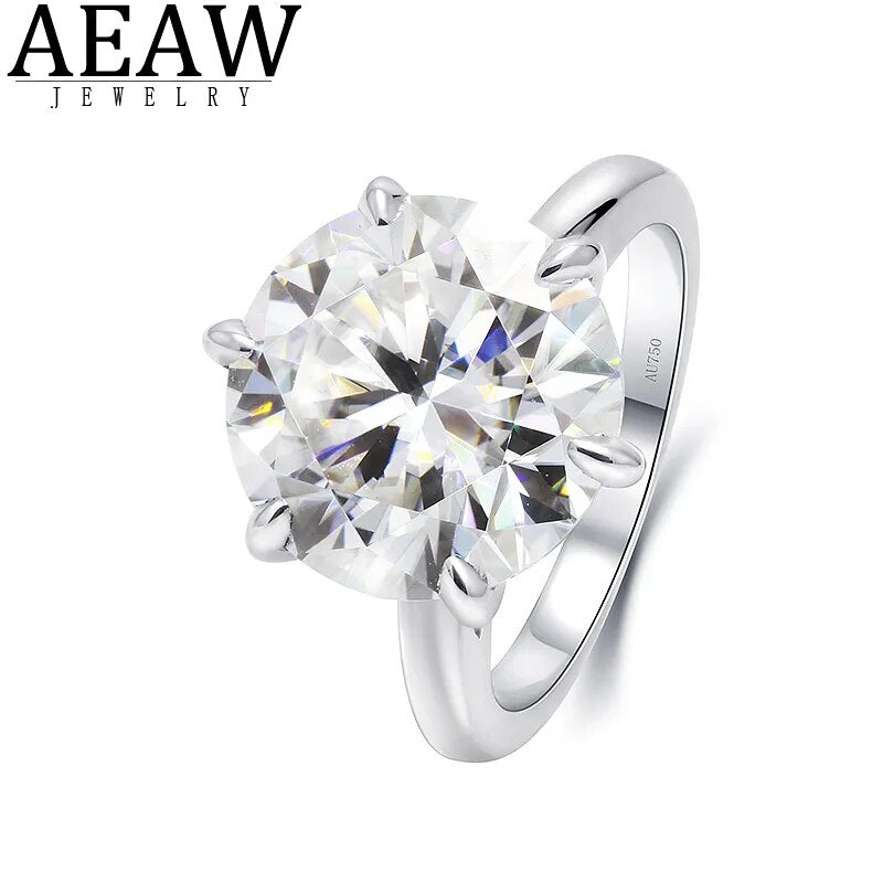 IGI D Color 5CTSolid 14K White Gold Lab Grown Diamond CVD HPHT Ring for Women Round Cut Ring for Valentine's Day Engagement Gift