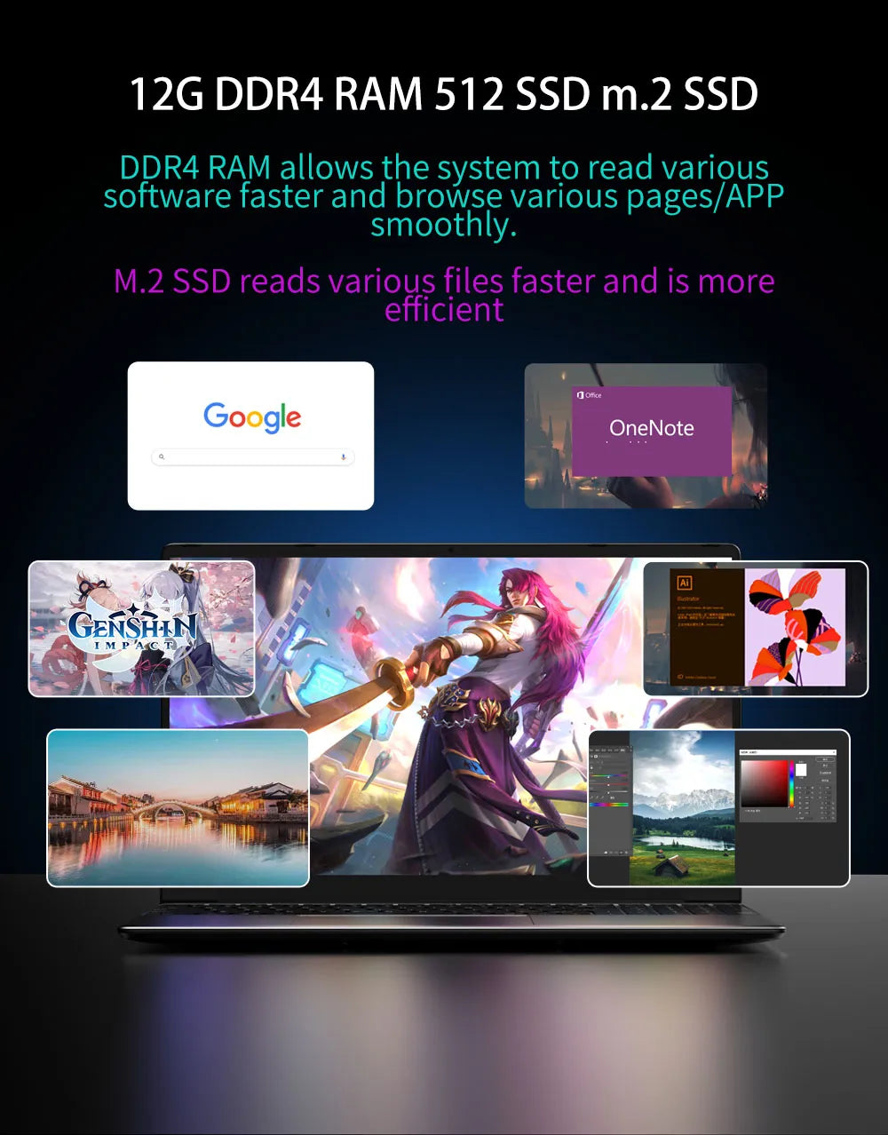 BYONE 15.6 inch Laptop intel Celeron N5095 Fingerprint UnIock Laptop DDR4 16G RAM 512G 1T SSD Windows 11 Thin Gaming Laptops