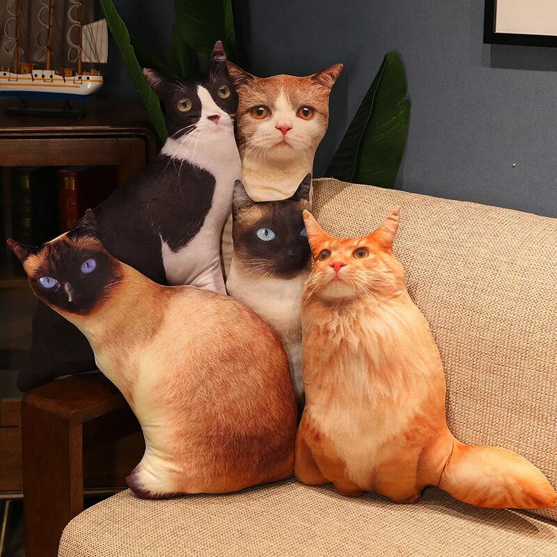 50cm Simulation 3D Cat Series Pillow Plush Toy Soft Stuffed Cute Persian Siamese Orange Cat Sleep Pillow Sofa Cushion Decor Gift