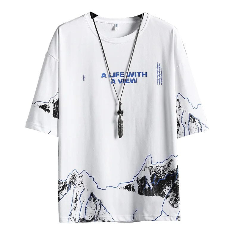 Men's Cotton Fashion T-shirt Funny Mens Summer White Tshirts Male Oversized Tee Shirts 4XL Casual T Shirt For Man Streetwear