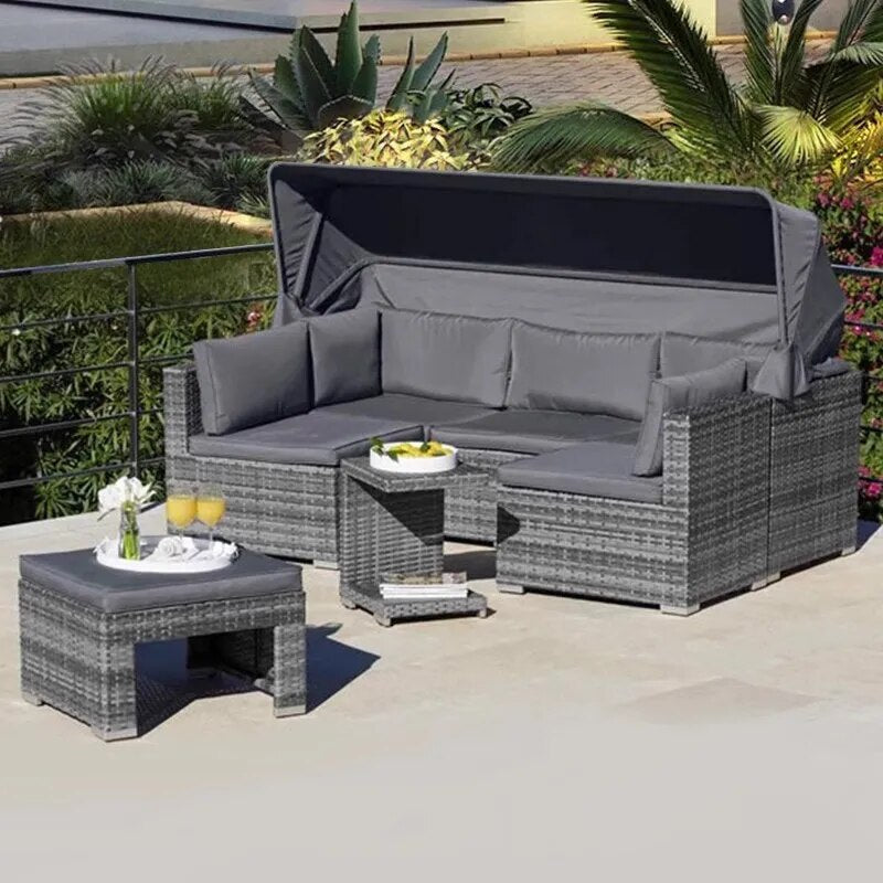 5pcs Wicker Sofa set rattan Sectional Daybed Outdoor Rattan Furniture couch Sets for swmingpool